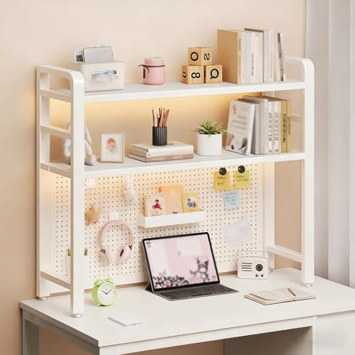 BEBANE 2-stöckiges Schreibtisch-Bücherregal,Metall-Schreibtischregal mit Gitter-Panel-Display-Organizer,Computer-Schreibtisch-Bücherregal für Zuhause,Büro,Wohnheim(White Double Layer,115cm/45.3in) BEBANE 2-stöckiges Schreibtisch-Bücherregal,Metall-Schreibtischregal mit Gitter-Panel-Display-Organizer,Computer-Schreibtisch-Bücherregal für Zuhause,Büro,Wohnheim(White Double Layer,115cm/45.3in) von BEBANE