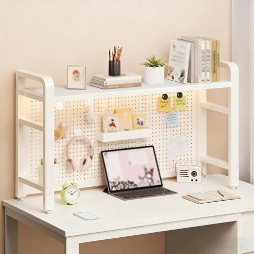 BEBANE 2-stöckiges Schreibtisch-Bücherregal,Metall-Schreibtischregal mit Gitter-Panel-Display-Organizer,Computer-Schreibtisch-Bücherregal für Zuhause,Büro,Wohnheim(White Single Layer,55cm/21.6in) BEBANE 2-stöckiges Schreibtisch-Bücherregal,Metall-Schreibtischregal mit Gitter-Panel-Display-Organizer,Computer-Schreibtisch-Bücherregal für Zuhause,Büro,Wohnheim(White Single Layer,55cm/21.6in) von BEBANE