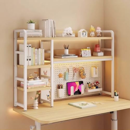 BEBANE Desktop-Bücherregal mit Ablagefläche, Metallschreibtisch, multifunktionaler Schreibtisch-Aufbewahrungsschrank mit Gitterplatte, geeignet für Home-Office-Schlafsaal(Walnut,135cm/53.1in) von BEBANE
