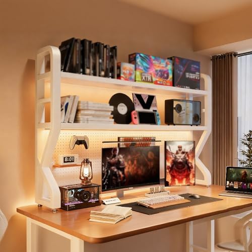 BEBANE Doppellagiges Mehrzweck-Schreibtischregal mit Gitterplatte, DIY-Design möglich, Schreibtisch-Bücherregal für Wohnheime, geeignet für Home-Office-Schlafsäle(White Double Layer,115cm/45.3in) BEBANE Doppellagiges Mehrzweck-Schreibtischregal mit Gitterplatte, DIY-Design möglich, Schreibtisch-Bücherregal für Wohnheime, geeignet für Home-Office-Schlafsäle(White Double Layer,115cm/45.3in) von BEBANE