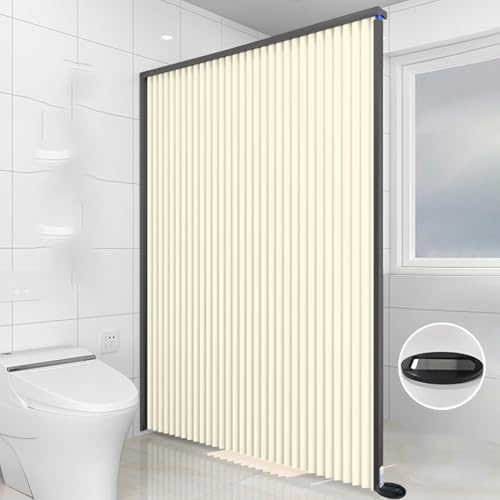 BEBANE Moderner Stoffduschvorhang,Unsichtbarer Faltbarer Duschvorhang,Duschvorhangset,Duschvorhangset mit doppeltem Rollendesign,Duschvorhang in 3 Farben,geeignet für Bäder(D,110 * 180cm/43 * 70.9in) von BEBANE