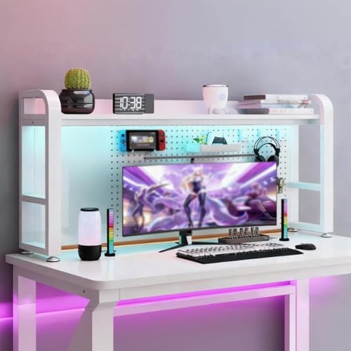 BEBANE Schreibtisch-Bücherregal mit Stecktafel und Aufbewahrungszubehör, multifunktionaler Schreibtisch-Ausstellungsständer,Bürobedarf-Aufbewahrungsregal(White Single Layer,95cm/37.4in) von BEBANE