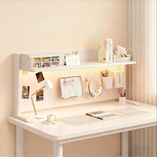 Bücherregal aus Metall für den Schreibtisch, 2-stöckiges Schreibtisch-Aufbewahrungsregal, Mehrzweck-Bücherregal-Aufbewahrungsregal,für das Büro zu Hause(White Single-Layer small,60cm/23.6in) von BEBANE