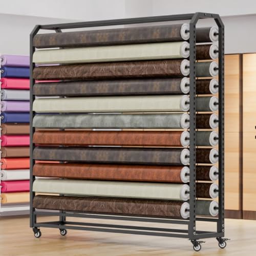 Großer Stoffrollenhalter für den gewerblichen Gebrauch mit verstellbarer Aufhängestange,Abnehmbarer Autofolienhalter mit Rollen für Lederrollen/Fensterfolie/Tapete,Doppelseitiger Displayständer aus St von BEBANE