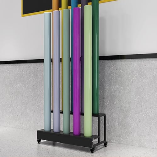Großes Stoffrollenregal,Vinylrollenständer,Rollregal für gewerbliche Vinylrollen,Hochbelastbares Metallregal für Autotönung, Autoaufkleber und Fensterfolien(2 Tier - Holds 10 rolls) von BEBANE