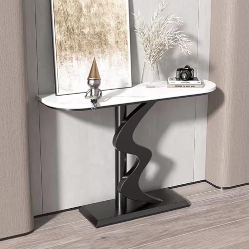 Konsolentisch im Landhausstil für Flur und Wohnzimmer,Moderner Konsolentisch, kratzfester Sofatisch,Mit einzigartigem Metallfuß, rechteckiger Konsolentisch für die Inneneinrichtung(A,100cm/39.4in) von BEBANE