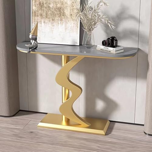 Konsolentisch im Landhausstil für Flur und Wohnzimmer,Moderner Konsolentisch, kratzfester Sofatisch,Mit einzigartigem Metallfuß, rechteckiger Konsolentisch für die Inneneinrichtung(C,80cm/31.5in) von BEBANE