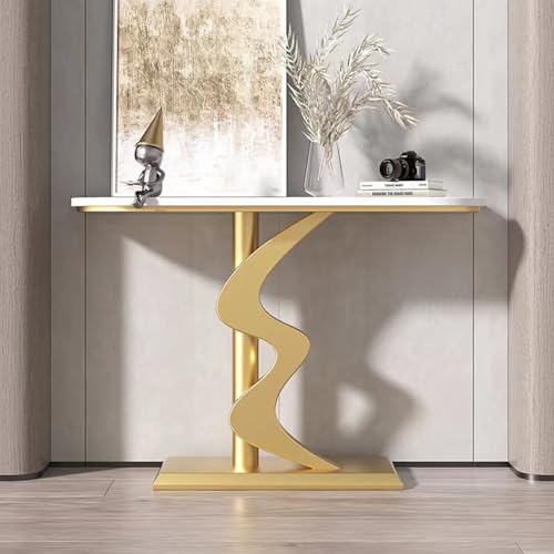 Konsolentisch im Landhausstil für Flur und Wohnzimmer,Moderner Konsolentisch, kratzfester Sofatisch,Mit einzigartigem Metallfuß, rechteckiger Konsolentisch für die Inneneinrichtung(D,100cm/39.4in) von BEBANE