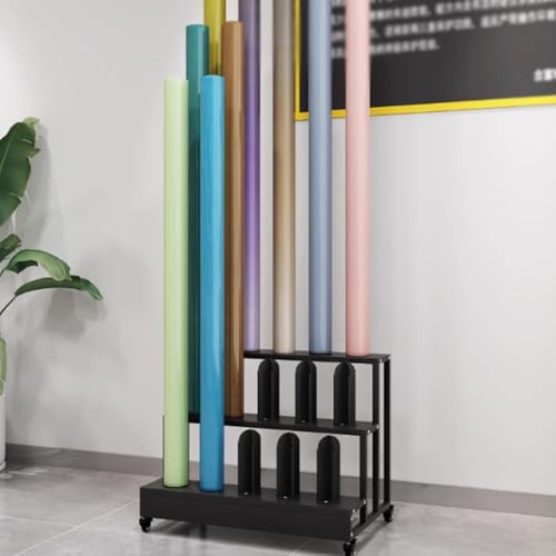 Vinylrollenständer,Rollregal für gewerbliche Vinylrollen,Großes Stoffrollenregal,Hochbelastbares Metallregal für Autotönung, Autoaufkleber und Fensterfolien(3 Tier - Holds 15 rolls) von BEBANE