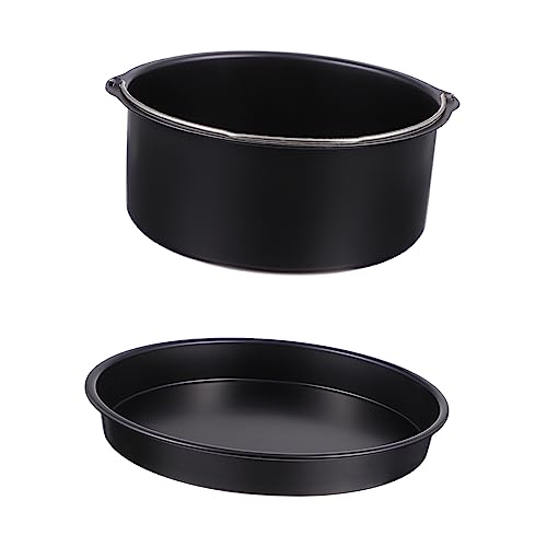 BEBEMOKO 8-zoll-zubehör Für Heißluftfritteusen 1 Set/2 Stück Kuchenkorb Aus Karbonstahl Pizzapfanne Antihaftbeschichtung Für Einfaches Lösen von BEBEMOKO