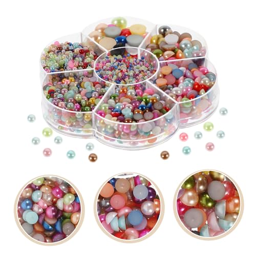 BEBEMOKO 1 Karton Abs Halbperlen Flache Rückseite für DIY Basteln Nagel Schmuck Dekorationen ca Bunte Perlen Langlebig Leicht Geeignet für Nägel Kleidung Taschen Haarschmuck und von BEBEMOKO