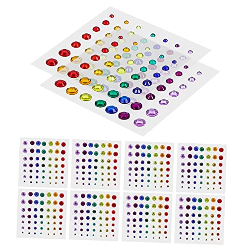 BEBEMOKO 10 Blatt Selbstklebende Strass Aufkleber Dekorative Acryl Kristall Gems für Bastelprojekte Gesicht Nägel und Handyhüllen Hochglänzend und Langlebig von BEBEMOKO