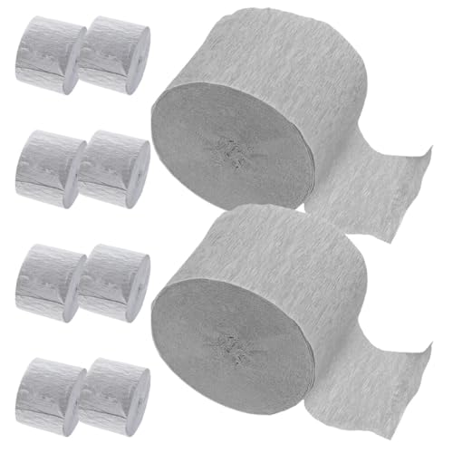 BEBEMOKO 10 Rollen Silber Krepppapier Party Streamer für Geburtstags Hochzeitsdekorationen Vielseitig Einsetzbar für DIY Bastelprojekte und Festliche Wanddekorationen von BEBEMOKO