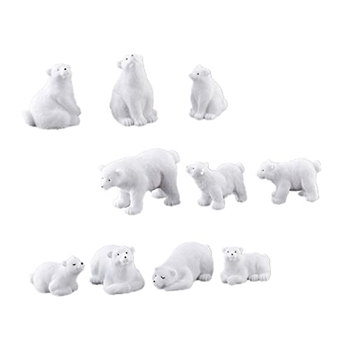 BEBEMOKO 10stücke Simulierte Bear Figuren Für Miniatur-Dekoration Niedliche Eisbären Modelle Für Tisch Wohnzimmer Feiertags- Für Tierliebhaber von BEBEMOKO