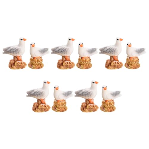 BEBEMOKO 12 Stück Möwe Gartenfigur Tiere Vogel Modell für Haus Garten Dekoration Foto Requisiten Küstenambiente Deko Figur Möwe auf Poller in Holzoptik von BEBEMOKO