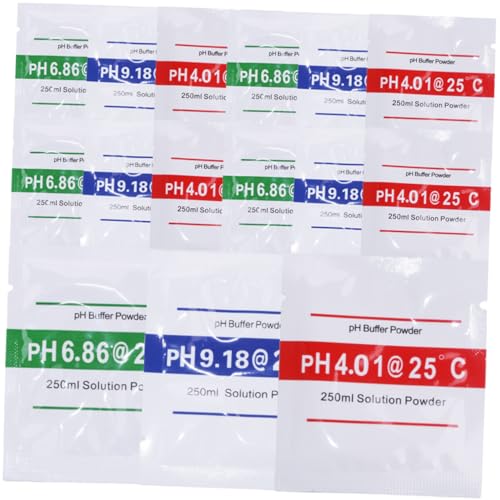 BEBEMOKO 15 Stück Teiliges Ph Kalibrierpulver Ph pufferlösungspulver für Trinkwasser Pool Aquarium Hydroponik Ph Test Genaue Kalibrierung Einfache Anwendung von BEBEMOKO