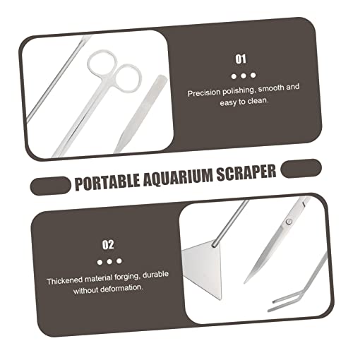 BEBEMOKO Aquarium Werkzeugsatz für Pflanzenpflege Multifunktionale Schaufel Schere und Schaber Rostfrei Tragbar für Aquarienpflege und von BEBEMOKO