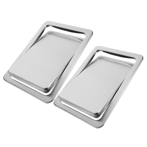 BEBEMOKO 2 Stück Edelstahl Eingebauter Müllklappdeckel Quadratisch für Küchen Arbeitsplatten und Waschtische Schwenkbarer Abdeckdeckel für Integrierte Abfallbehälter Platzsparend und von BEBEMOKO