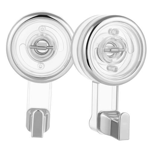 BEBEMOKO 2 Stück Transparent Drehbare Saugnapf Haken ohne Bohren Extra Stark für Küche Dusche Schlafzimmer Multifunktionale Wandhänger Schonend zur Wand Einfache Wiederverwendung von BEBEMOKO