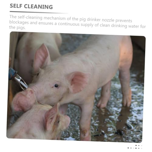 BEBEMOKO 5 Stück Teiliges Edelstahl Schweinetränke Düsen Auslaufsicher Langlebig Wassersparend Sicher für Ferkel Automatische Tränkanlage Bauernhof Zubehör von BEBEMOKO