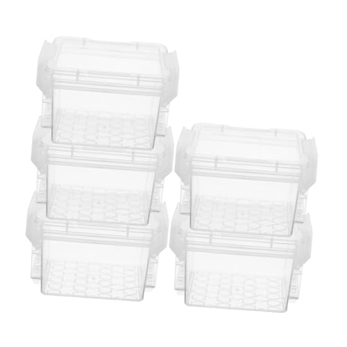 BEBEMOKO 5 Stück Transparente Stapelbare Aufbewahrungsboxen aus Kunststoff Kleine Organizer für Schmuck Perlen und Bastelbedarf Klar und Leicht Platzsparend für Zuhause und Unterwegs von BEBEMOKO