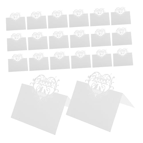 BEBEMOKO 50 Stück Love Bird Tischkarten Hochzeit mit Herz-motiv Leichte Faltbare Namenskarten für Verlobungsfeiern Brautduschen und Formelle Dinner Einfache Beschriftung für Stilvolle von BEBEMOKO