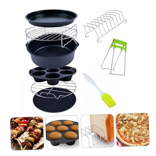 BEBEMOKO 9 Stück Teiliges Air Fryer Zubehör Set mit Barbecue Backformen Vielseitiges Heißluftfritteusen Kochzubehör aus Langlebigem Material Spülmaschinenfest für Pizza Zufällige Farbe BEBEMOKO 9 Stück Teiliges Air Fryer Zubehör Set mit Barbecue Backformen Vielseitiges Heißluftfritteusen Kochzubehör aus Langlebigem Material Spülmaschinenfest für Pizza Zufällige Farbe von BEBEMOKO