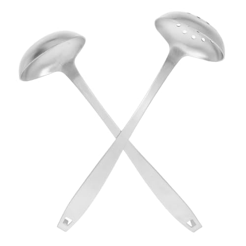 BEBEMOKO Edelstahl Suppenkelle und Schöpflöffel mit Aufhängehaken Langlebig Rostfrei Ergonomischer Langer Griff zum Servieren und Abseihen Küche Küchenutensilien von BEBEMOKO