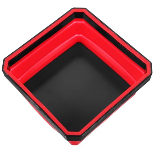 BEBEMOKO Faltbare Magnetische Aufbewahrungsschale aus Rotem Silikon Platzsparendes Tragbares Teiletablett für Schrauben Muttern und Kleine Werkzeuge Vielseitiger Organizer für Werkstatt von BEBEMOKO