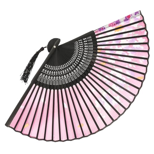BEBEMOKO Faltbarer Tanzfächer aus Holz und Retro Handfächer mit Quaste Leicht und Kompakt Chinesischer Stil für Party Tanz und Dekoration Handlicher Klappfächer für Damen und Performance von BEBEMOKO