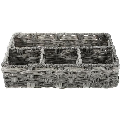 BEBEMOKO Geflochtener Aufbewahrungskorb Badezimmer Organizer mit Fächern Vielseitiger Haushalts Schminktisch Sortierkorb Stabiles Material Graues Design BEBEMOKO Geflochtener Aufbewahrungskorb Badezimmer Organizer mit Fächern Vielseitiger Haushalts Schminktisch Sortierkorb Stabiles Material Graues Design von BEBEMOKO