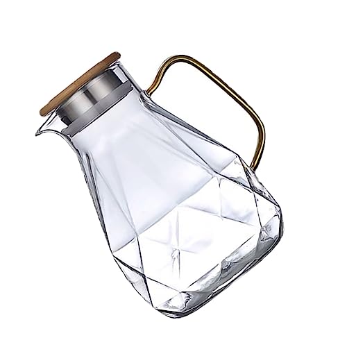 BEBEMOKO Glaskaraffe Wasserkaraffe aus Hitzebeständigem mit Eleganter Oberfläche für Tee Saft und Praktisch für Büro und Zuhause von BEBEMOKO