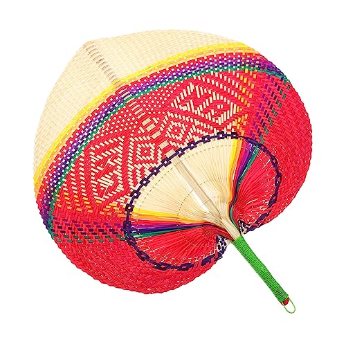 BEBEMOKO Handgefertigter Handgewebter Bambus-fächer in Pfirsichform Doppelseitig Nutzbar Sommerlicher Kühlventilator und Dekorativer Wandbehang Leichter Tragbarer Lüfter für Innen von BEBEMOKO