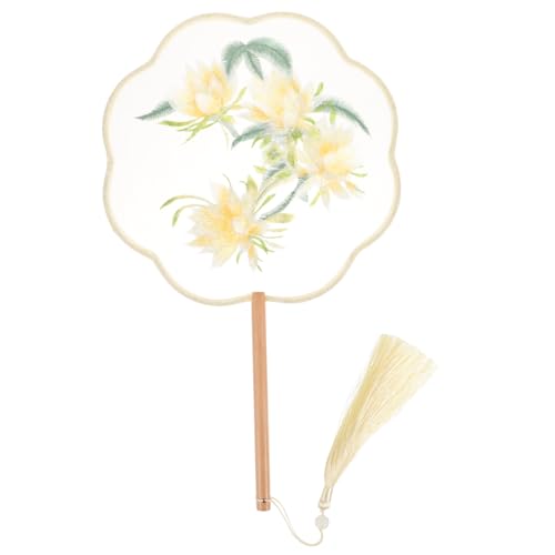 BEBEMOKO Leichter Chinesischer Handfächer aus Holz und Seide mit Besticktem Blumenmotiv Tragbar und Langlebig Praktischer Sommerfächer für Frauen bei Hochzeit Party und Strand von BEBEMOKO