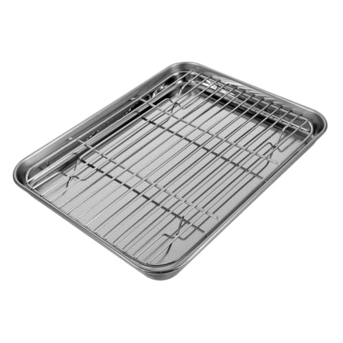 BEBEMOKO Backblech Edelstahl Und Kühlgitter Für Fleischbacken Geeignet Zum Backen Von Speisen Und Einfach Zu Reinigen BEBEMOKO Backblech Edelstahl Und Kühlgitter Für Fleischbacken Geeignet Zum Backen Von Speisen Und Einfach Zu Reinigen von BEBEMOKO