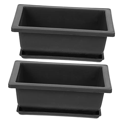 BEBEMOKO Plant Pot Mit Untersetzer Rechteckiger Blumentopf Für Sukkulenten Und Pflanzen Für Indoor Outdoor Dekoration Hochwertige Gartenbedarf Für Eleganz Im Zuhause von BEBEMOKO