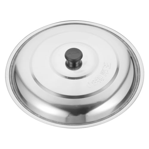 BEBEMOKO Runde Edelstahl-Pfannenabdeckung, Haushaltskochtopfdeckel, 35 cm Durchmesser, Schutz für Bratpfannen, vielseitiges Küchenzubehör und leicht zu reinigen von BEBEMOKO