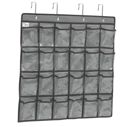 BEBEMOKO Transparenter Fächer Wandorganizer mit Grauem Rand Handyhalter und Hängende Aufbewahrungstasche für Klassenzimmer Büro und Haushalt mit Metallringen Beschriftbar Praktischer von BEBEMOKO