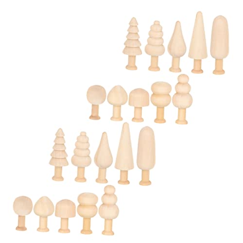 BEBEMOKO 20stücke Mini Holzbaum Dekorationen Teiliges Unbehandelt Für Bastelprojekte Zum Bemalen Für Partys Und Weihnachtsdeko Glatte Kanten Sicher Und Spaß von BEBEMOKO