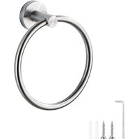 BEBUSINGOTO （Gebürsteter Edelstahl） Handtuchhalter, schwarz mattierter Handtuchring, wandmontierter Handtuchring aus Edelstahl 304, Handtuchhalter von BEBUSINGOTO
