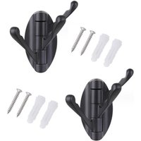 BEBUSINGOTO (Schwarz) 2er-Set schwenkbare Wandgarderobe aus Edelstahl mit 3 Klapparmen, 180° drehbarer Kleiderbügel/Kleiderhaken/Handtuchhalter von BEBUSINGOTO