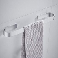 BEBUSINGOTO (Silber, 40 cm) Wandmontierter Handtuchhalter ohne Durchschlag, rostfreie Stangen, Badezimmerhandtücher, Kleiderständer, von BEBUSINGOTO