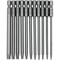 BEBUSINGOTO 11-teiliges 100-mm-Magnet-Torx-Sicherheitsschraubendreher-Set, 6,35-mm-Sechskantschaft (T6-T40) für die Reparatur von Maschinen und von BEBUSINGOTO