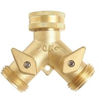 BEBUSINGOTO 2-Wege-Gartenschlauch-Wasserhahnadapter aus Messing für die Gartenbewässerung mit Absperrventil von BEBUSINGOTO