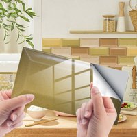 BEBUSINGOTO 24 Stück Fliesenaufkleber, rechteckige Fliesenaufkleber im Ziegelstein-Stil für Küche, Wohnzimmer, Badezimmer, Heimdekoration von BEBUSINGOTO