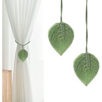 BEBUSINGOTO 2er-Pack handgefertigte Vorhang-Raffhalter – gewebtes Baumwollseil, Bohemian-Stil, Heimdekoration, Draperie (grün) von BEBUSINGOTO