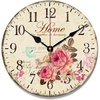 BEBUSINGOTO 30 cm große Wanduhr mit rosa Blumen, Retro-Wanduhr aus Holz für Wohnzimmer, Schlafzimmer und Küche, hochwertige, farbenfrohe, BEBUSINGOTO 30 cm große Wanduhr mit rosa Blumen, Retro-Wanduhr aus Holz für Wohnzimmer, Schlafzimmer und Küche, hochwertige, farbenfrohe, von BEBUSINGOTO