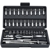 BEBUSINGOTO 46-teiliger Steckschlüsselsatz mit 1/4-Zoll-Antrieb, Satz, Mechaniker-Werkzeugsätze für die Autoreparatur zu Hause BEBUSINGOTO 46-teiliger Steckschlüsselsatz mit 1/4-Zoll-Antrieb, Satz, Mechaniker-Werkzeugsätze für die Autoreparatur zu Hause von BEBUSINGOTO