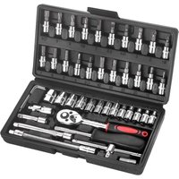 BEBUSINGOTO 46-teiliges Steckschlüssel-Set, Chrom-Vanadium, 1/4 Zoll Adapter-Set, Steckschlüssel-Set für Auto, Heimwerker BEBUSINGOTO 46-teiliges Steckschlüssel-Set, Chrom-Vanadium, 1/4 Zoll Adapter-Set, Steckschlüssel-Set für Auto, Heimwerker von BEBUSINGOTO