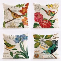 BEBUSINGOTO 4er-Set Kissenbezüge mit Blumen- und Vogelmuster, 45 x 45 cm, dekorativer Kissenbezug für Sofa, Auto und Zuhause (4 verschiedene Stile) von BEBUSINGOTO